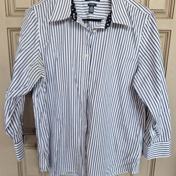 Chaps Buttondown SzL Blu/Wht Contrast Collar/Cuff EZ Care Cotton Blend Blu/Wht - Picture 4 of 10